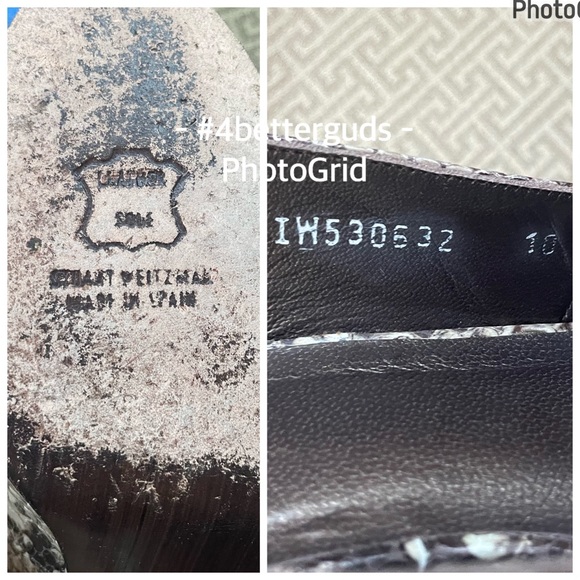 Stuart Weitzman Snake Embossed Platform Peep Toe Slingback High Heel Pumps 10 - Picture 8 of 16